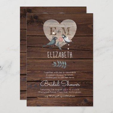 Engraved Heart Woodland Wedding Bridal Shower Invitations