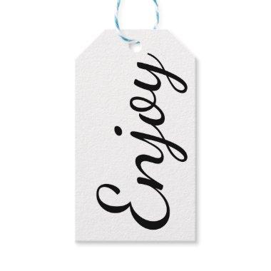 Enjoy Black and White Celebration Gift Tags