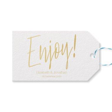 "Enjoy" Gold Calligraphy Wedding Favor Tag
