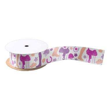 Equestrian Horseback Riding Themed Patterned Satin Ribbon