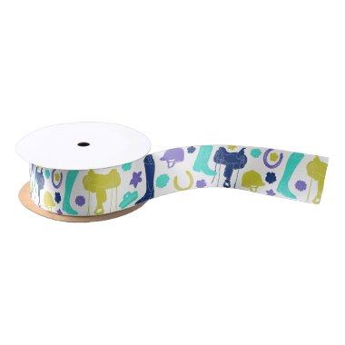 Equestrian Horseback Riding Themed Patterned Satin Satin Ribbon