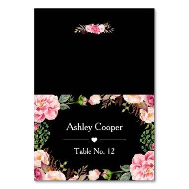 Escort Place Invitations Romantic Pink Floral Wrapping