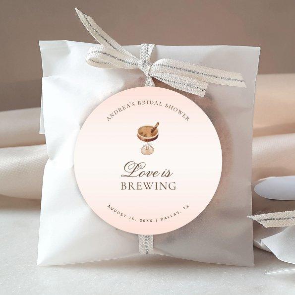 Espresso Coffee Love is Brewing  Classic Round Sticker