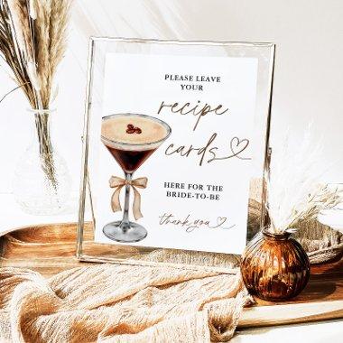 Espresso Martini Bridal Recipe  Sign, Recipe Poster
