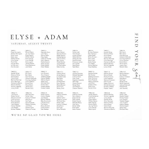 Estelle Modern Minimal 24 Table Seating Poster