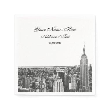 Etched Look NYC Skyline Silhouette, ESB Napkins