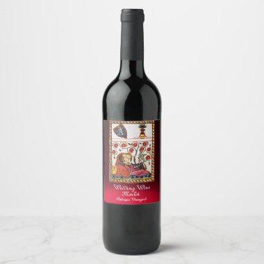 ETERNAL LOVE MONOGRAM Romantic Wedding Red Wine Label