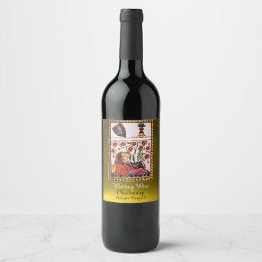 ETERNAL LOVE MONOGRAM Romantic Wedding White Wine Label