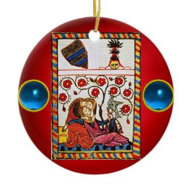 ETERNAL LOVE red blue gem Ceramic Ornament