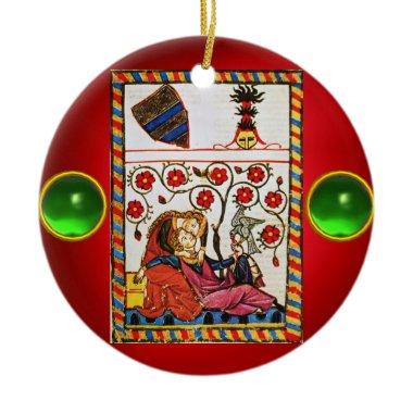 ETERNAL LOVE red green gem Ceramic Ornament