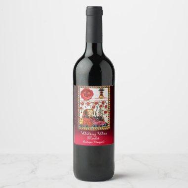 ETERNAL LOVE,RED WAX SEAL Grapes Romantic Wedding Wine Label