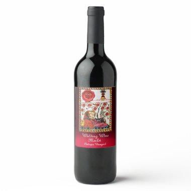 ETERNAL LOVE,RED WAX SEAL Grapes Romantic Wedding Wine Label