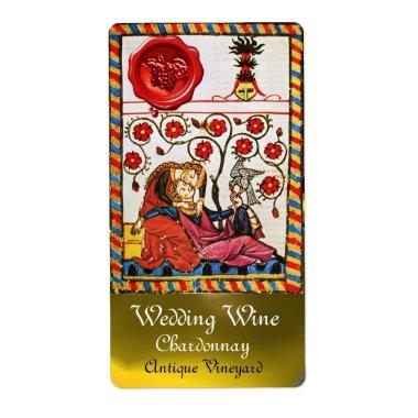 ETERNAL LOVE, RED WAX SEAL Wedding White Wine Label