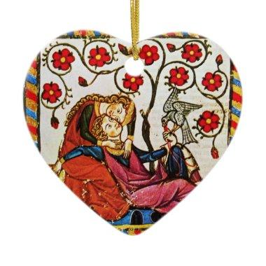 ETERNAL LOVE VALENTINE'S DAY HEART PARCHMENT CERAMIC ORNAMENT