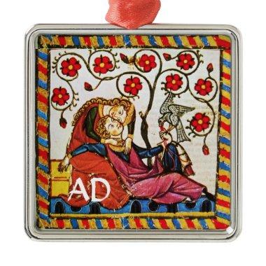 ETERNAL LOVE VALENTINE'S DAY PARCHMENT MONOGRAM METAL ORNAMENT