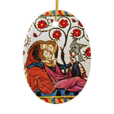 ETERNAL LOVE VALENTINE'S DAY PARCHMENT WITH HEARTS CERAMIC ORNAMENT