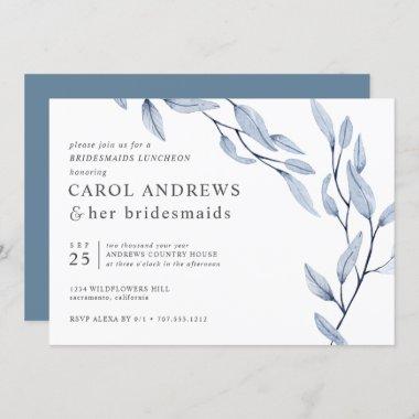 Ethereal Blue Chic Botanical Bridesmaids Luncheon Invitations