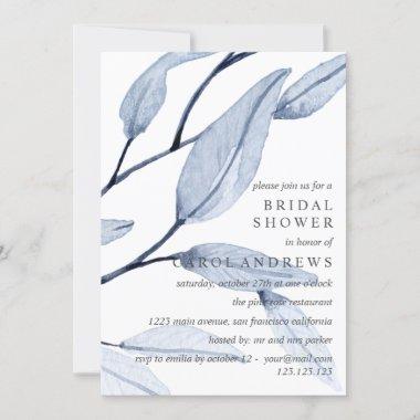 Ethereal Blue | Leafy Bridal Shower Wedding Invitations