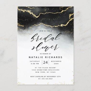 Ethereal Mist Ombre Black Watercolor Bridal Shower Invitations