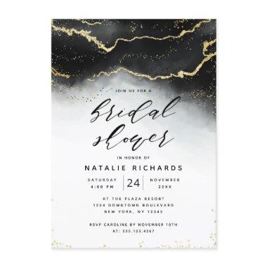 Ethereal Mist Ombre Black Watercolor Bridal Shower Invitations