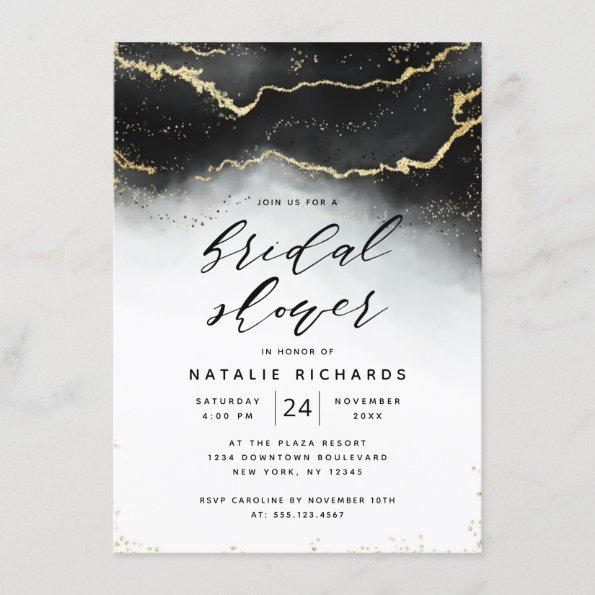 Ethereal Mist Ombre Black Watercolor Bridal Shower Invitations