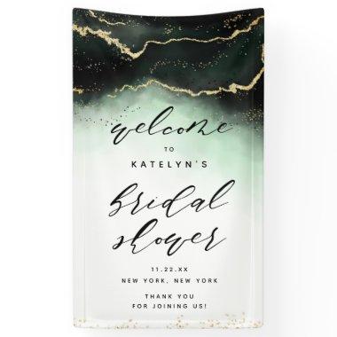 Ethereal Mist Ombre Emerald Bridal Shower Welcome Banner