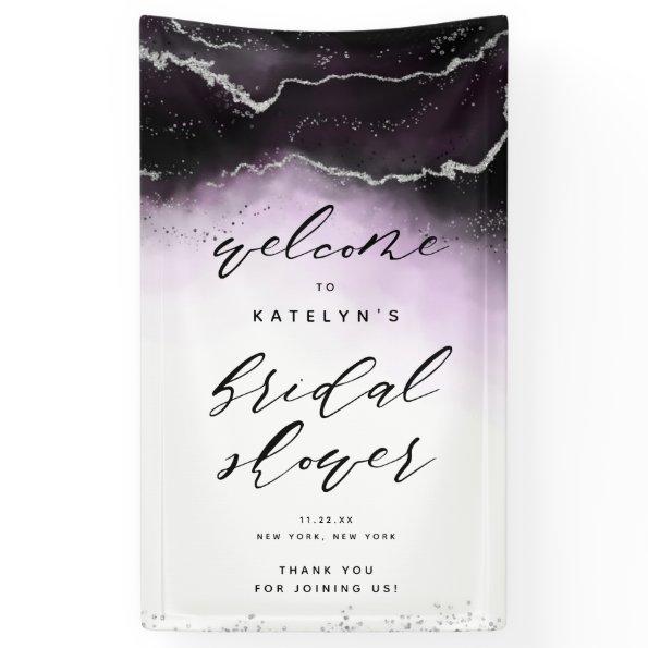 Ethereal Mist Ombre Violet Bridal Shower Welcome Banner