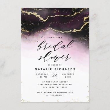 Ethereal Mist Ombre Wine Burgundy Bridal Shower Invitations