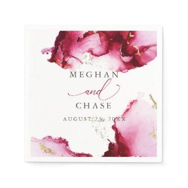 Ethereal Ruby Red and Pink Abstract Napkins