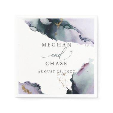 Ethereal Smokey Amethyst and Dusty Blue Abstract Napkins