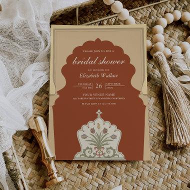 Ethnic Indian Ivory Arch Terracotta Bridal Shower Invitations