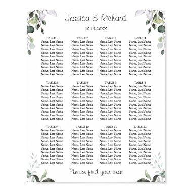 Eucalyptus 12 Tables Seating Chart Poster Sign