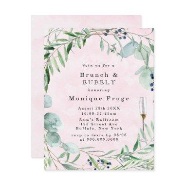 Eucalyptus and Blush Pink Brunch & Bubbly Invite