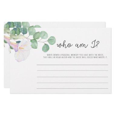 Eucalyptus and calla - Who am I bridal shower game Stationery