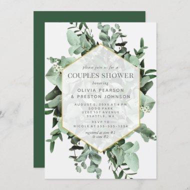Eucalyptus and Greenery Watercolor Couples Shower Invitations