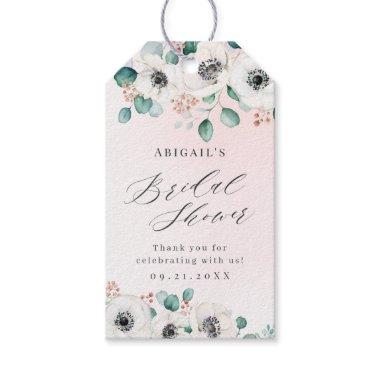 Eucalyptus anemone floral bridal shower favor gift tags