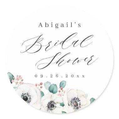 Eucalyptus anemone floral rustic  classic round sticker
