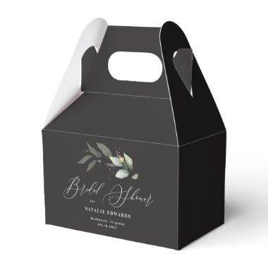 Eucalyptus black gold bridal shower favor boxes