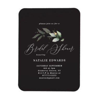 Eucalyptus black gold bridal shower magnet