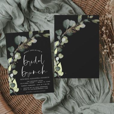 Eucalyptus Black White Bridal Brunch Shower Invitations