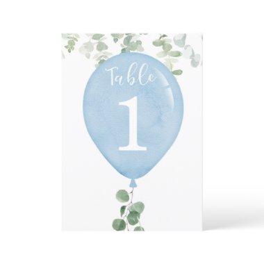 Eucalyptus blue balloon 5"x7" table numbers