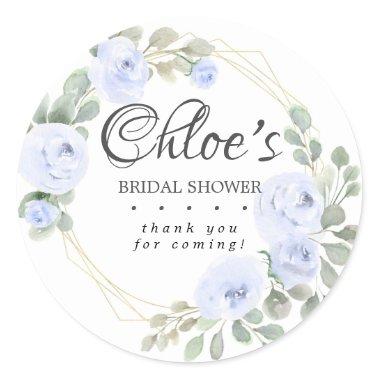 Eucalyptus Blue Floral Bridal Shower Thank You Classic Round Sticker