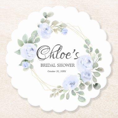 Eucalyptus Blue Rose Floral  Paper Paper Coaster