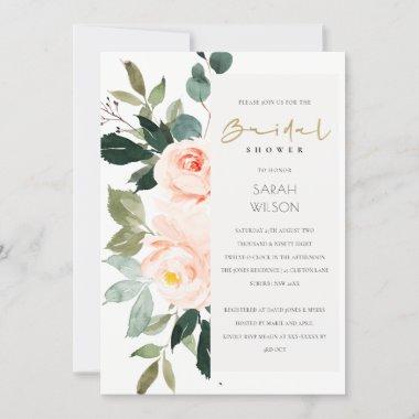 Eucalyptus Blush Rose Pink Bridal Shower Invite