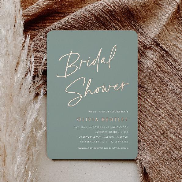 Eucalyptus | Boho Minimalist Script Bridal Shower Foil Invitations