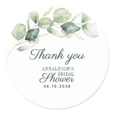 Eucalyptus Botanical Bridal Shower Thank You Classic Round Sticker