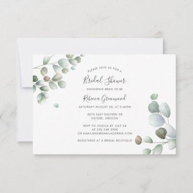 Eucalyptus Botanical Foliage Bridal Shower Note Invitations