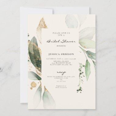 Eucalyptus Botanical Watercolor Bridal Shower Ecru Invitations