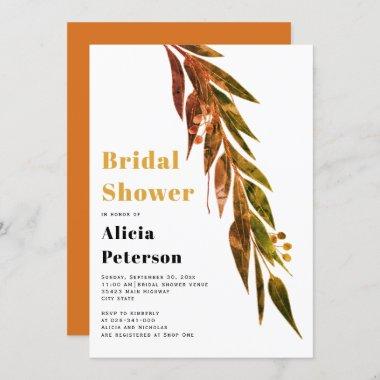 Eucalyptus branch in fall colors bridal shower Invitations