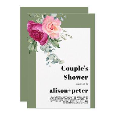 Eucalyptus branches, flowers couple's shower